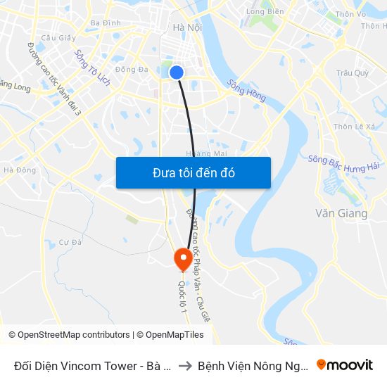 Đối Diện Vincom Tower - Bà Triệu to Bệnh Viện Nông Nghiệp map