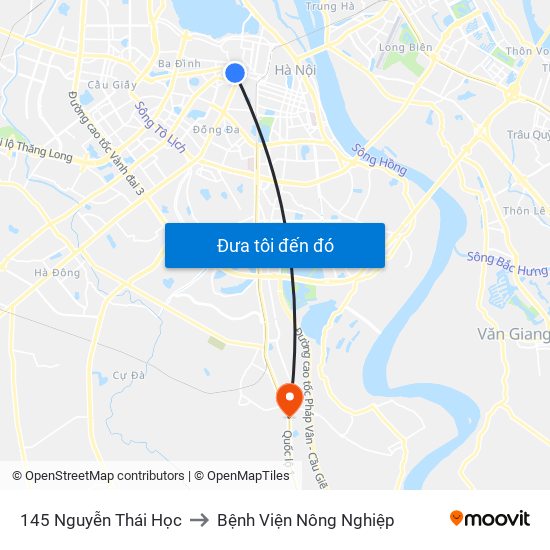 145 Nguyễn Thái Học to Bệnh Viện Nông Nghiệp map