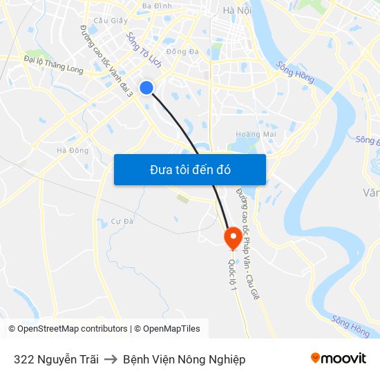 322 Nguyễn Trãi to Bệnh Viện Nông Nghiệp map