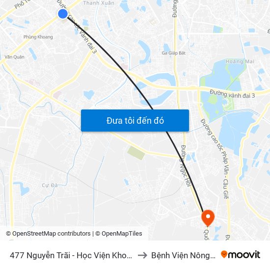 477 Nguyễn Trãi - Học Viện Khoa Học Xã Hội to Bệnh Viện Nông Nghiệp map