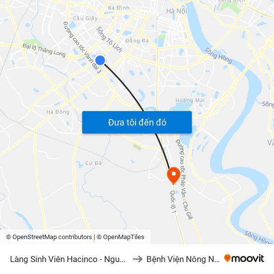 Làng Sinh Viên Hacinco - Nguyễn Tuân to Bệnh Viện Nông Nghiệp map