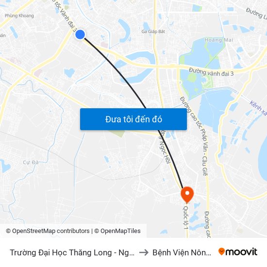 Trường Đại Học Thăng Long - Nghiêm Xuân Yêm to Bệnh Viện Nông Nghiệp map