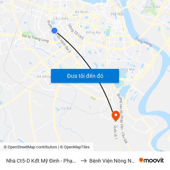 Nhà Ct5-D Kđt Mỹ Đình - Phạm Hùng to Bệnh Viện Nông Nghiệp map