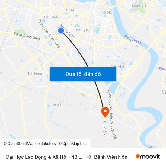 Đại Học Lao Động & Xã Hội - 43 Trần Duy Hưng to Bệnh Viện Nông Nghiệp map