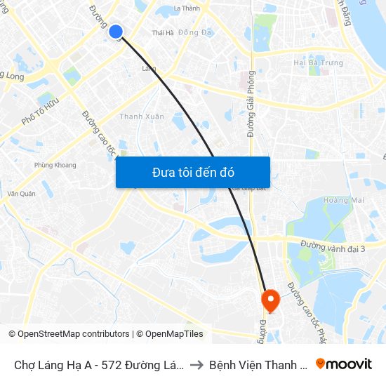 Chợ Láng Hạ A - 572 Đường Láng to Bệnh Viện Thanh Trì map