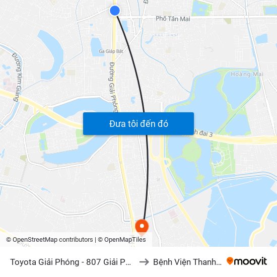 Toyota Giải Phóng - 807 Giải Phóng to Bệnh Viện Thanh Trì map