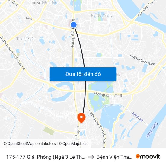 175-177 Giải Phóng (Ngã 3 Lê Thanh Nghị) to Bệnh Viện Thanh Trì map