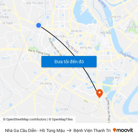 Nhà Ga Cầu Diễn - Hồ Tùng Mậu to Bệnh Viện Thanh Trì map