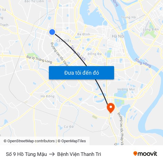 Số 9 Hồ Tùng Mậu to Bệnh Viện Thanh Trì map