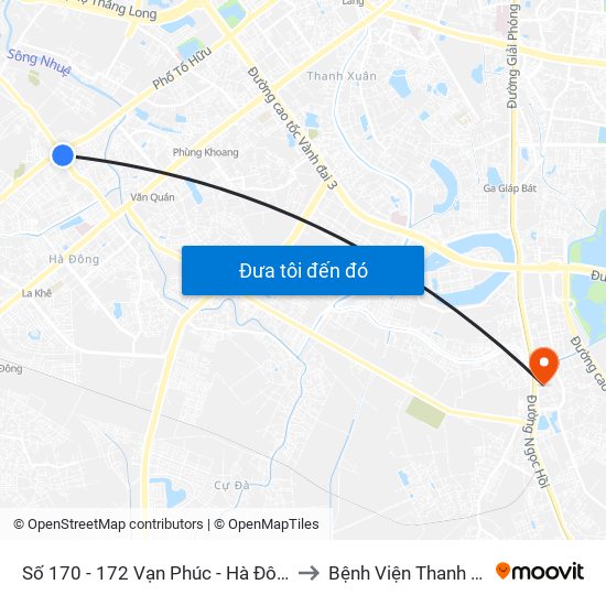 Số 170 - 172 Vạn Phúc - Hà Đông to Bệnh Viện Thanh Trì map