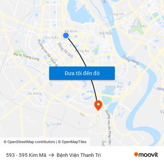 593 - 595 Kim Mã to Bệnh Viện Thanh Trì map
