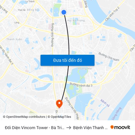 Đối Diện Vincom Tower - Bà Triệu to Bệnh Viện Thanh Trì map