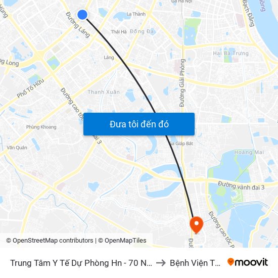 Trung Tâm Y Tế Dự Phòng Hn - 70 Nguyễn Chí Thanh to Bệnh Viện Thanh Trì map