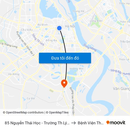85 Nguyễn Thái Học - Trường Th Lý Thường Kiệt to Bệnh Viện Thanh Trì map