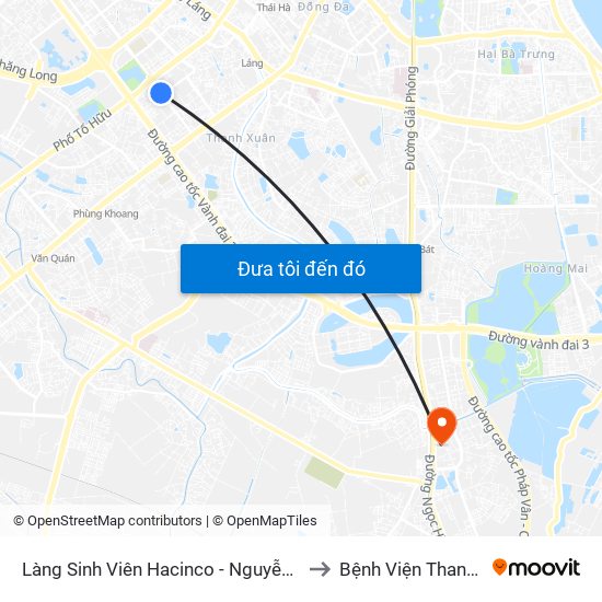 Làng Sinh Viên Hacinco - Nguyễn Tuân to Bệnh Viện Thanh Trì map