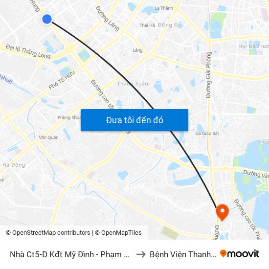 Nhà Ct5-D Kđt Mỹ Đình - Phạm Hùng to Bệnh Viện Thanh Trì map