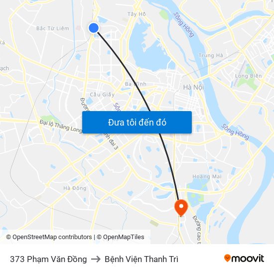 373 Phạm Văn Đồng to Bệnh Viện Thanh Trì map