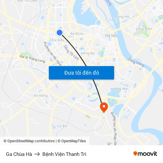 Ga Chùa Hà to Bệnh Viện Thanh Trì map