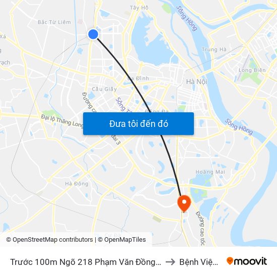 Trước 100m Ngõ 218 Phạm Văn Đồng (Đối Diện Công Viên Hòa Bình) to Bệnh Viện Thanh Trì map