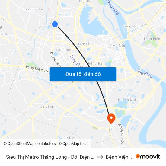Siêu Thị Metro Thăng Long - Đối Diện Ngõ 599 Phạm Văn Đồng to Bệnh Viện Thanh Trì map