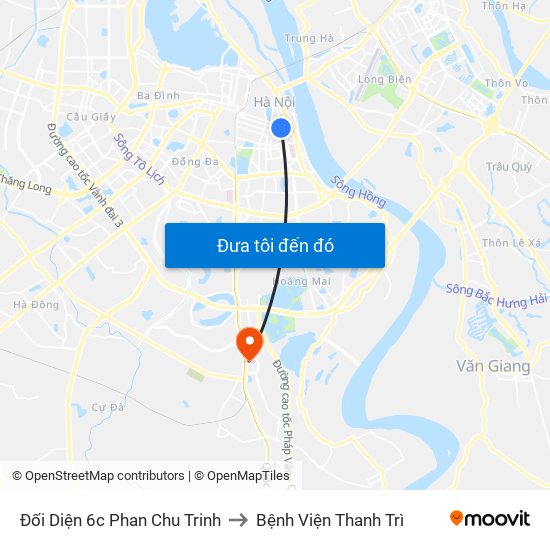 Đối Diện 6c Phan Chu Trinh to Bệnh Viện Thanh Trì map