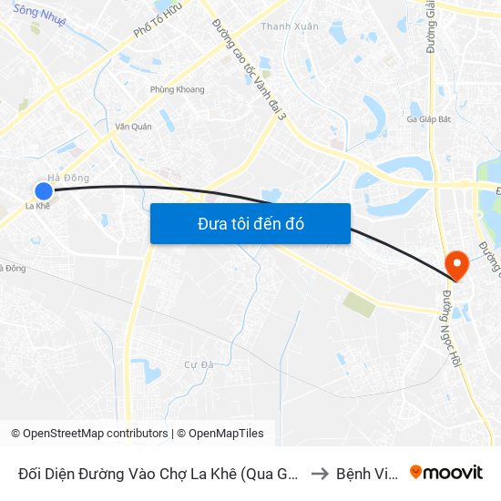 Đối Diện Đường Vào Chợ La Khê (Qua Ga Metro La Khê) - 405 Quang Trung (Hà Đông) to Bệnh Viện Thanh Trì map