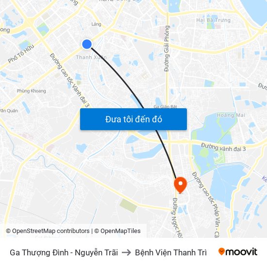 Ga Thượng Đình - Nguyễn Trãi to Bệnh Viện Thanh Trì map