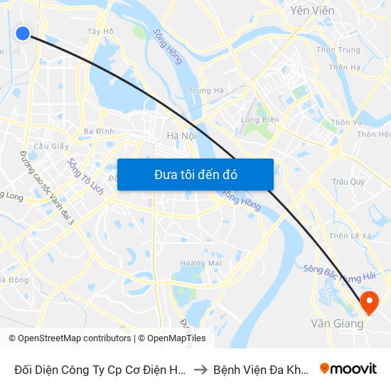 Đối Diện Công Ty Cp Cơ Điện Hn- Đường Đức Thắng to Bệnh Viện Đa Khoa Văn Giang map