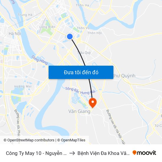 Công Ty May 10 - Nguyễn Văn Linh to Bệnh Viện Đa Khoa Văn Giang map