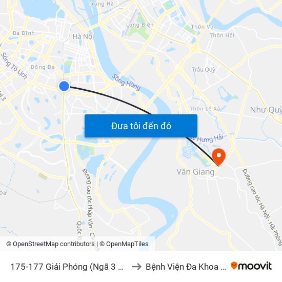 175-177 Giải Phóng (Ngã 3 Lê Thanh Nghị) to Bệnh Viện Đa Khoa Văn Giang map