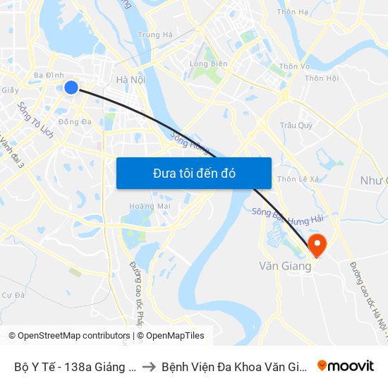 Bộ Y Tế - 138a Giảng Võ to Bệnh Viện Đa Khoa Văn Giang map