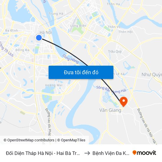 Đối Diện Tháp Hà Nội - Hai Bà Trưng (Cạnh 56 Hai Bà Trưng) to Bệnh Viện Đa Khoa Văn Giang map