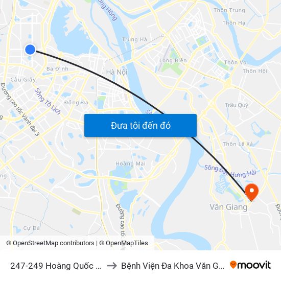 247-249 Hoàng Quốc Việt to Bệnh Viện Đa Khoa Văn Giang map