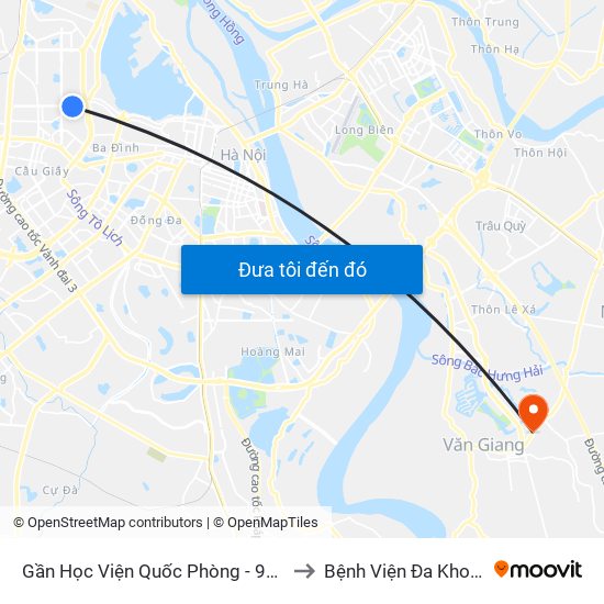 Gần Học Viện Quốc Phòng - 91 Hoàng Quốc Việt to Bệnh Viện Đa Khoa Văn Giang map