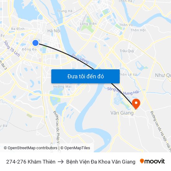 274-276 Khâm Thiên to Bệnh Viện Đa Khoa Văn Giang map