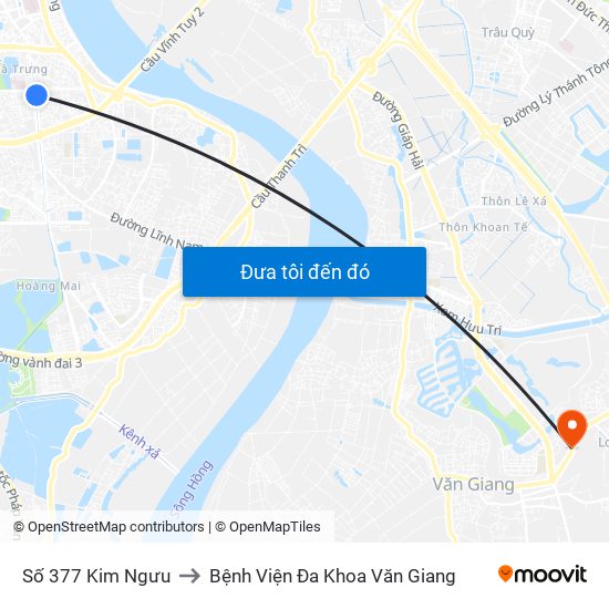 Số 377 Kim Ngưu to Bệnh Viện Đa Khoa Văn Giang map