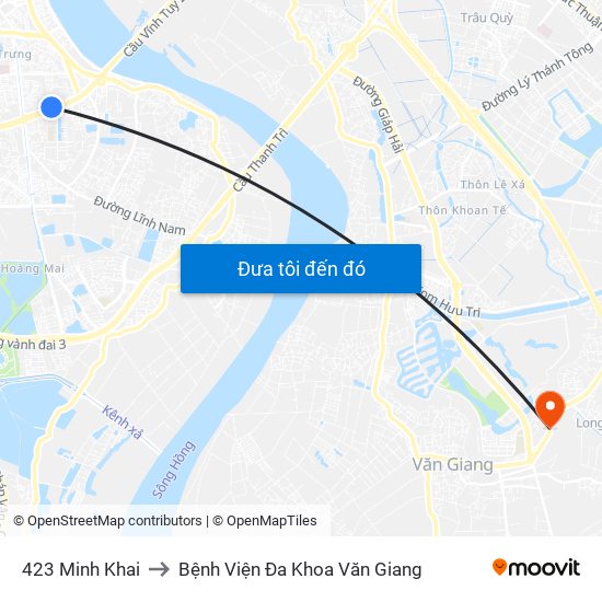 423 Minh Khai to Bệnh Viện Đa Khoa Văn Giang map