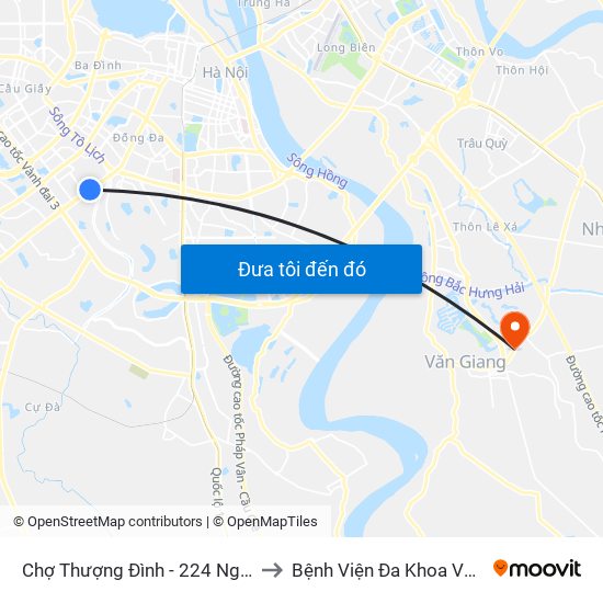 Chợ Thượng Đình - 224 Nguyễn Trãi to Bệnh Viện Đa Khoa Văn Giang map
