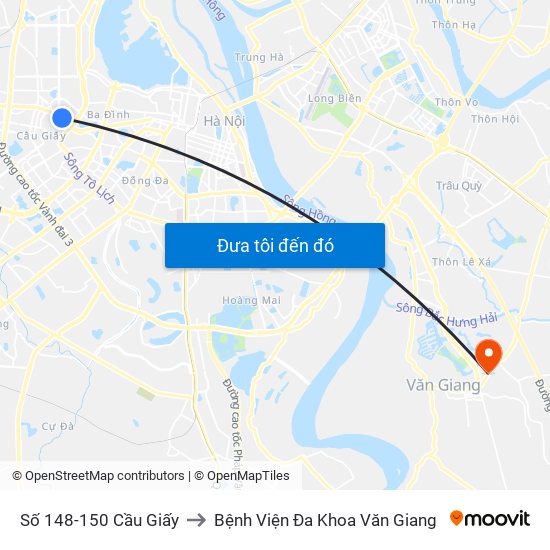 Số 148-150 Cầu Giấy to Bệnh Viện Đa Khoa Văn Giang map