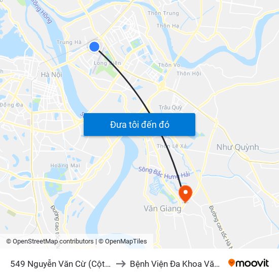 549 Nguyễn Văn Cừ (Cột Trước) to Bệnh Viện Đa Khoa Văn Giang map