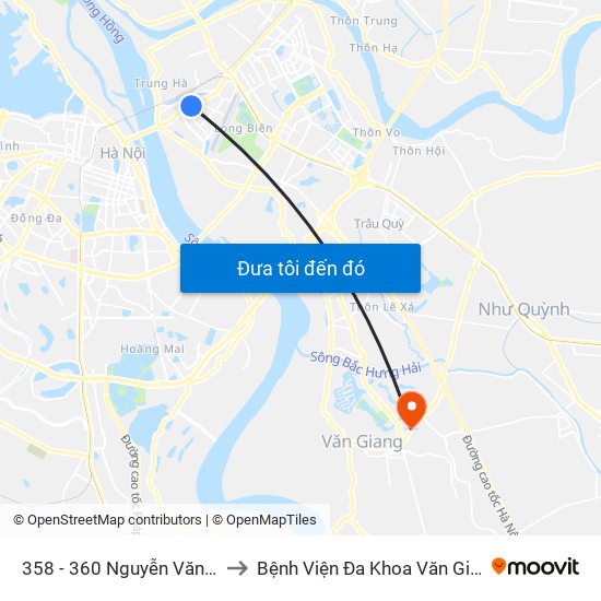 358 - 360 Nguyễn Văn Cừ to Bệnh Viện Đa Khoa Văn Giang map