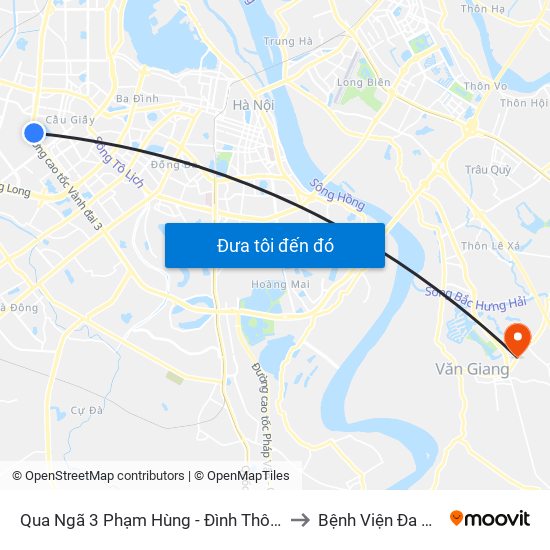 Qua Ngã 3 Phạm Hùng - Đình Thôn (Hướng Đi Phạm Văn Đồng) to Bệnh Viện Đa Khoa Văn Giang map