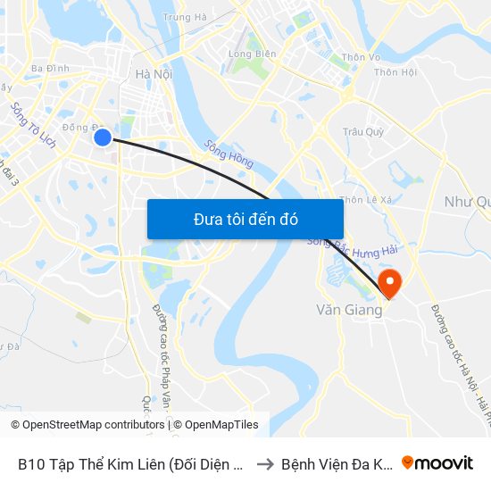 B10 Tập Thể Kim Liên (Đối Diện Ngõ 46b Phạm Ngọc Thạch) to Bệnh Viện Đa Khoa Văn Giang map