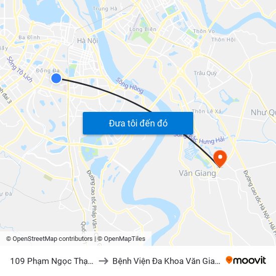 109 Phạm Ngọc Thạch to Bệnh Viện Đa Khoa Văn Giang map