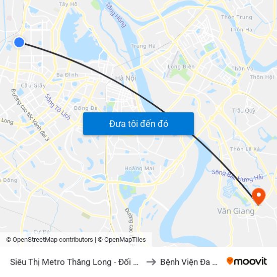 Siêu Thị Metro Thăng Long - Đối Diện Ngõ 599 Phạm Văn Đồng to Bệnh Viện Đa Khoa Văn Giang map