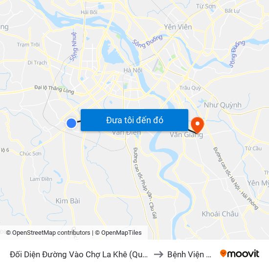 Đối Diện Đường Vào Chợ La Khê (Qua Ga Metro La Khê) - 405 Quang Trung (Hà Đông) to Bệnh Viện Đa Khoa Văn Giang map