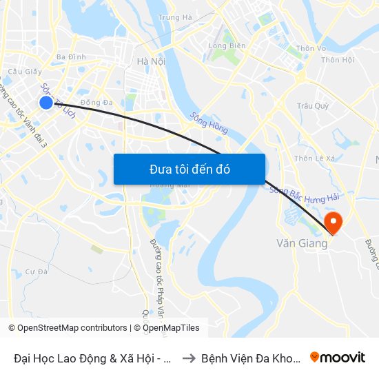 Đại Học Lao Động & Xã Hội - 43 Trần Duy Hưng to Bệnh Viện Đa Khoa Văn Giang map