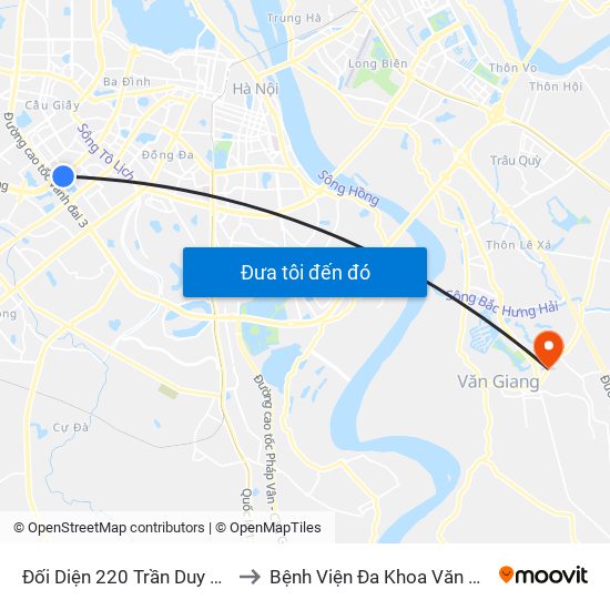 Đối Diện 220 Trần Duy Hưng to Bệnh Viện Đa Khoa Văn Giang map