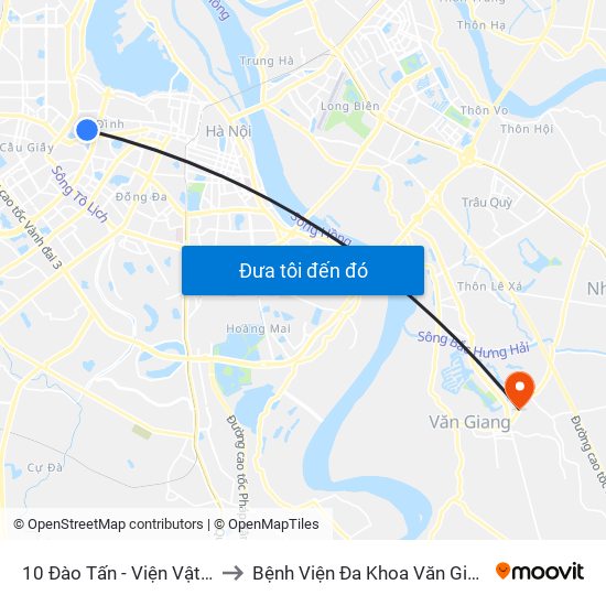 10 Đào Tấn - Viện Vật Lý to Bệnh Viện Đa Khoa Văn Giang map