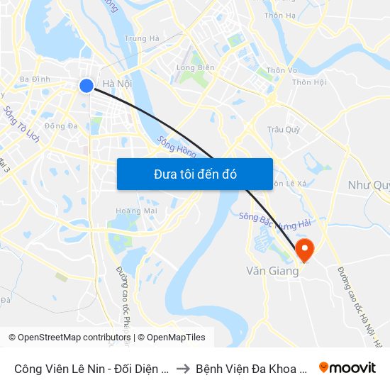 Công Viên Lê Nin - Đối Diện 35 Trần Phú to Bệnh Viện Đa Khoa Văn Giang map